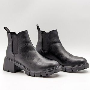 Steve Madden Women Howler Black Leather Chelsea Platform Boots size 8.5